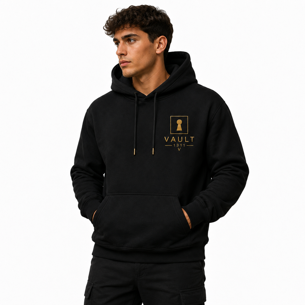 VAULT 1311 Signature Pullover Hoodie — Black / Gold