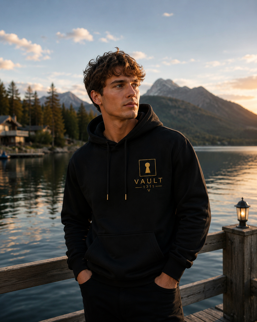 VAULT 1311 Signature Pullover Hoodie — Black / Gold