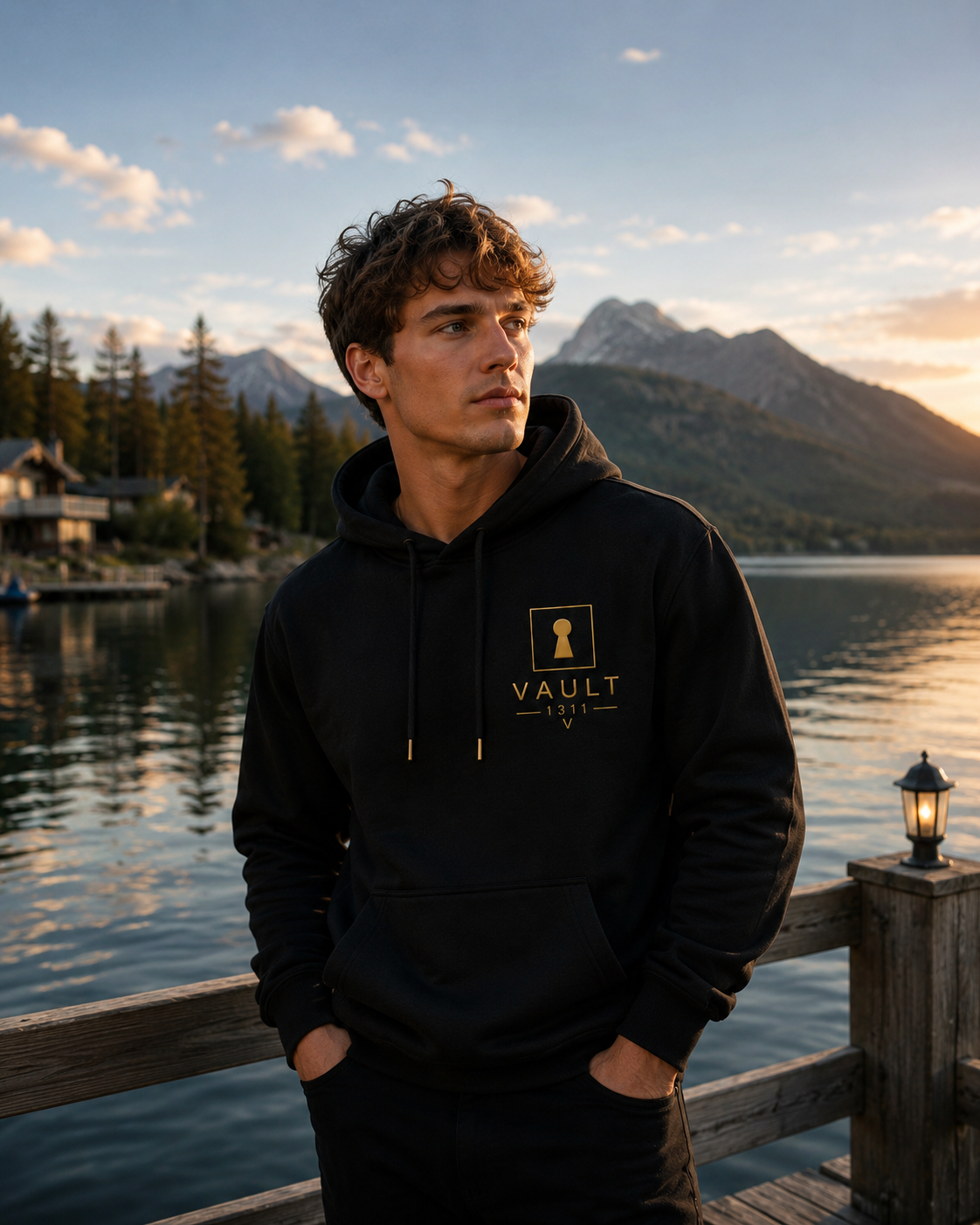 VAULT 1311 Signature Pullover Hoodie — Black / Gold