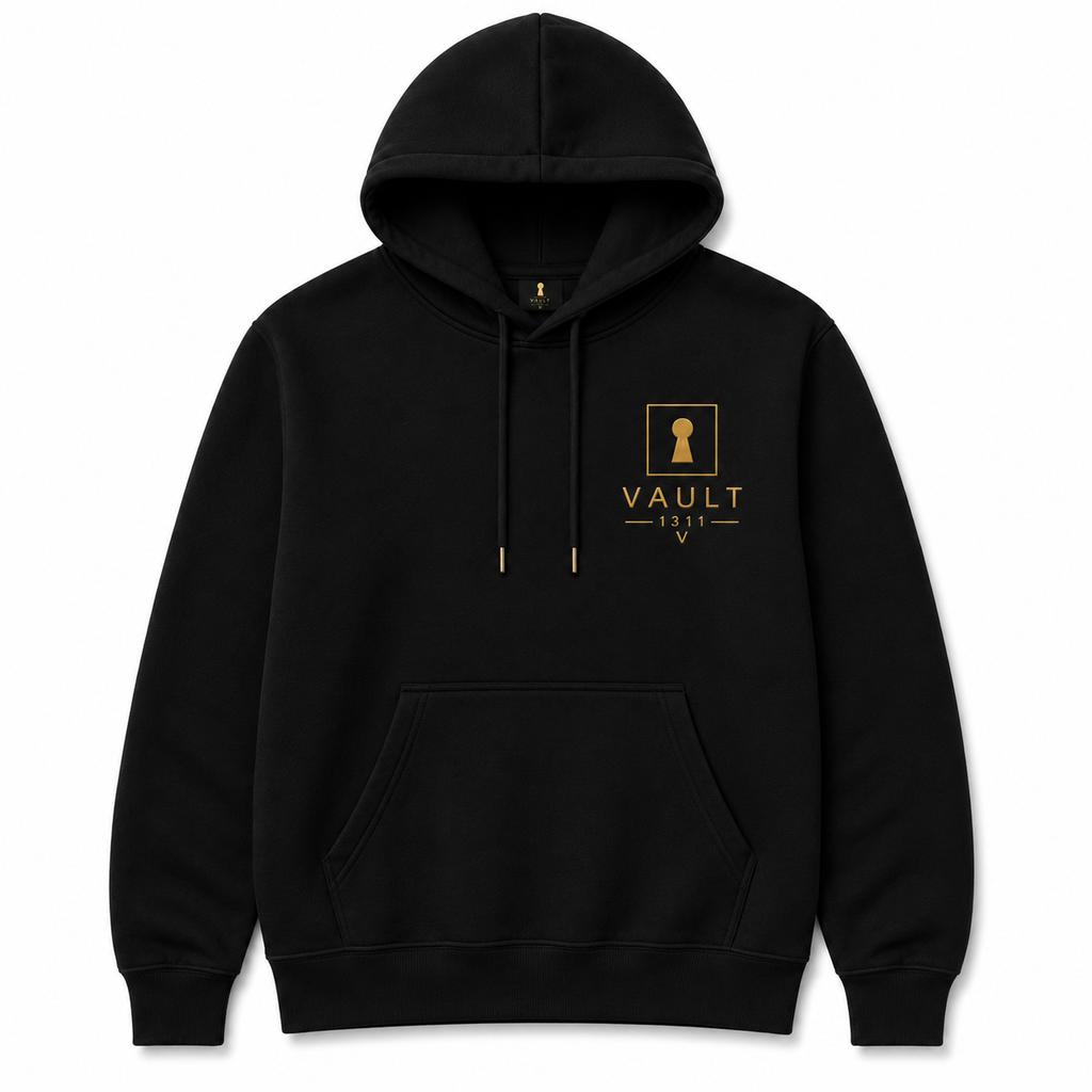 VAULT 1311 Signature Pullover Hoodie — Black / Gold