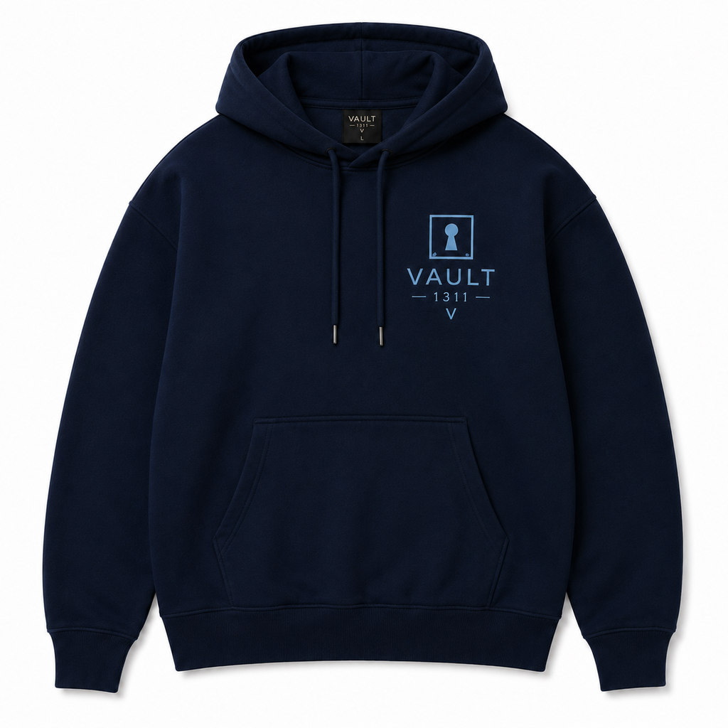 VAULT 1311 Signature Pullover Hoodie — Navy Blue/ Light Icy Blue