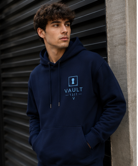 VAULT 1311 Signature Pullover Hoodie — Navy Blue/ Light Icy Blue