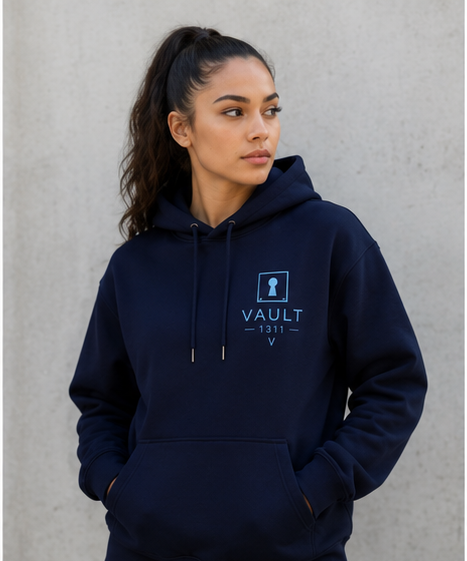 VAULT 1311 Signature Pullover Hoodie — Navy Blue/ Light Icy Blue